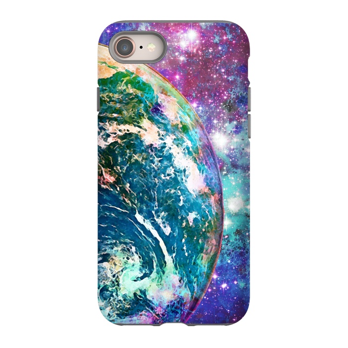 iPhone 8 StrongFit Colorful psychedelic Earth in space by Oana 