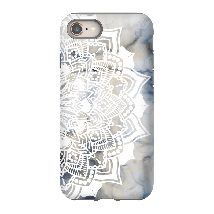 iPhone 8 StrongFit White lace mandala on painted marble by Oana 