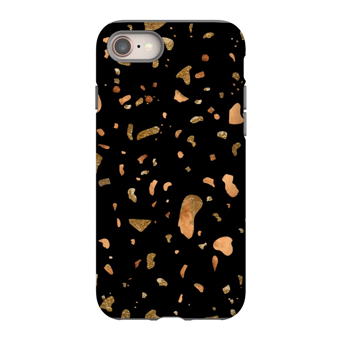 iPhone 8 StrongFit Black Terrazzo with gold and copper spots by  Utart
