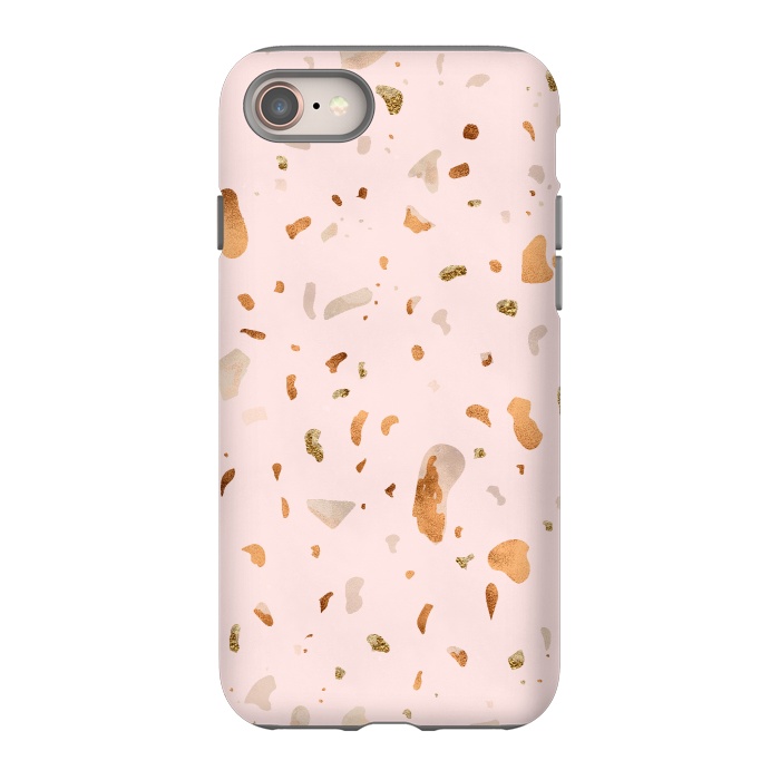 iPhone 8 StrongFit Pink terrazzo with gold and copper spots by  Utart