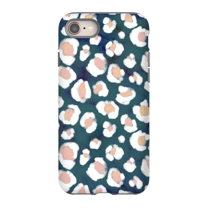 iPhone 8 StrongFit Rose gold leopard print spots on emerald by Oana 