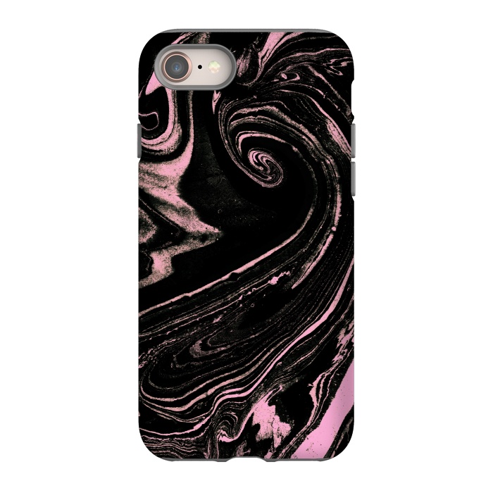 iPhone 8 StrongFit Dark marble with neon pink spiral by Oana 