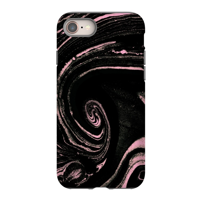 iPhone 8 StrongFit Minimal black pink marble spiral by Oana 