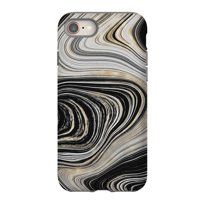 iPhone 8 StrongFit Black, White & Gold Agate  by CatJello