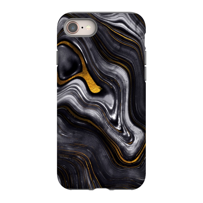 iPhone 8 StrongFit Trend Black White and Faux Gold Malachite Agate  by  Utart