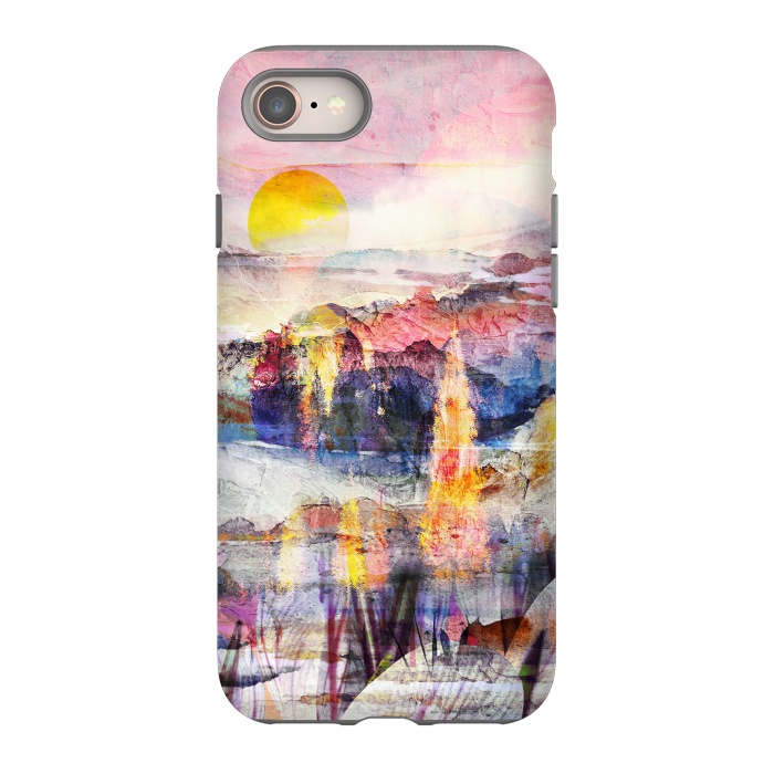 iPhone 8 StrongFit Pink painted forest and mountain landscape by Oana 