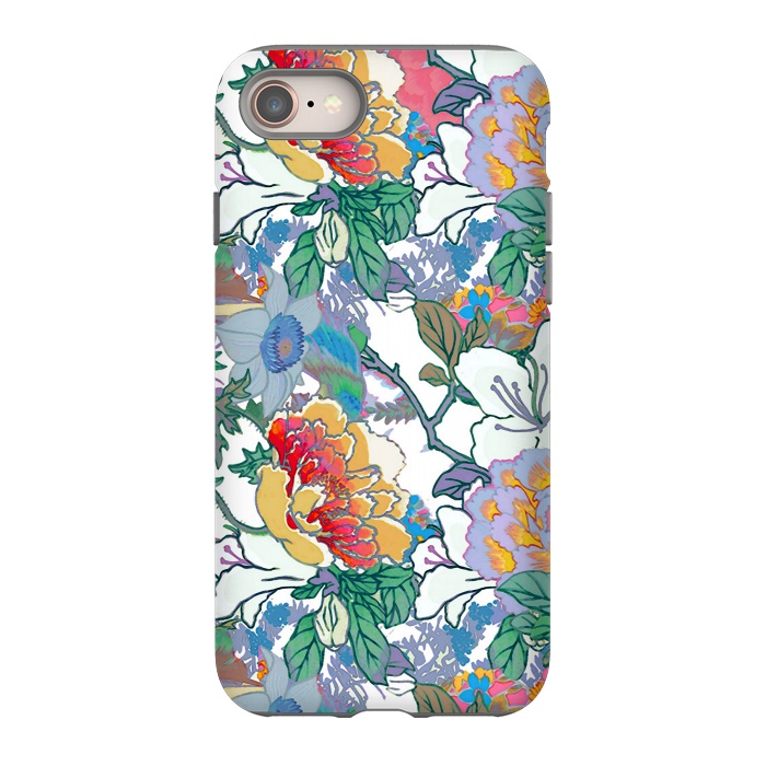 iPhone 8 StrongFit Colorful line art flowers pattern by Oana 