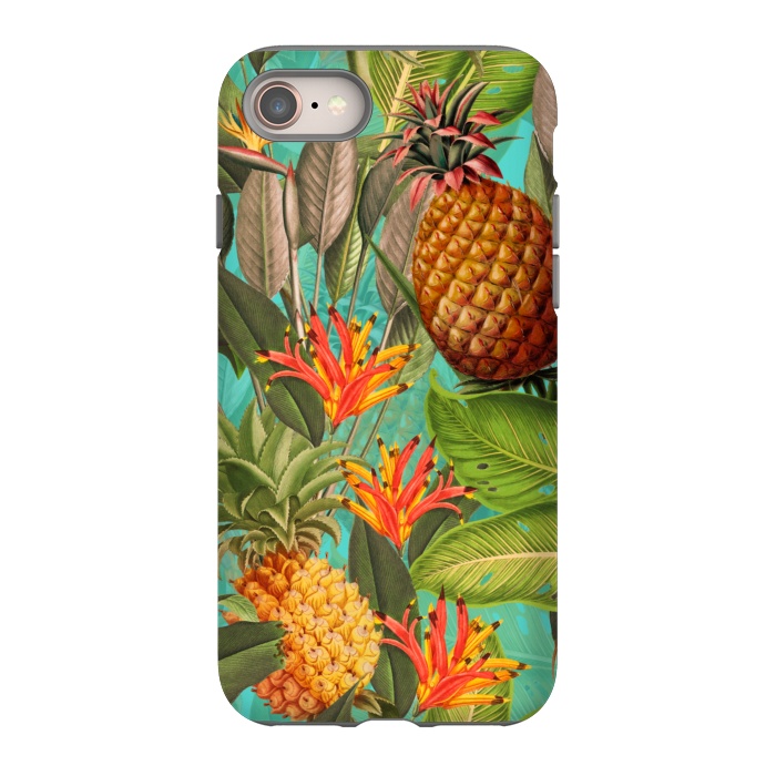 iPhone 8 StrongFit Teal Pineapple Jungle Garden by  Utart