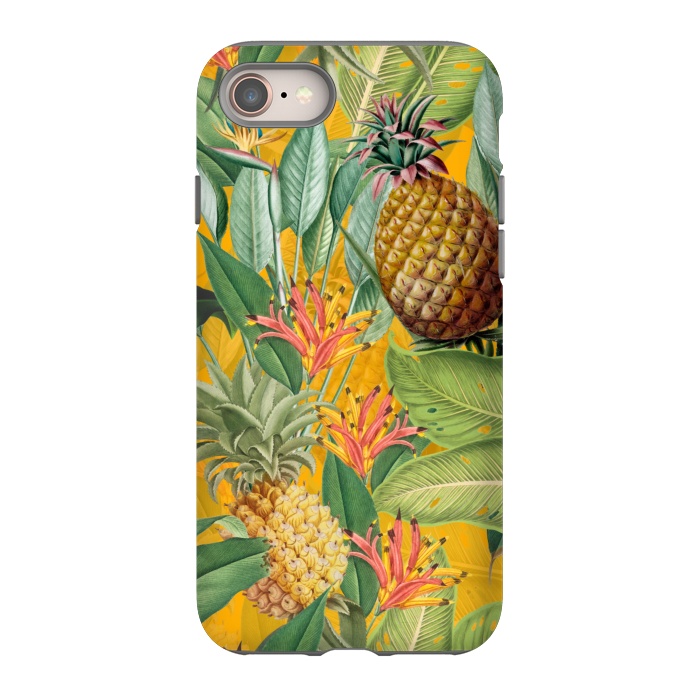 iPhone 8 StrongFit Yellow Tropical Pinapple Jungle Garden by  Utart
