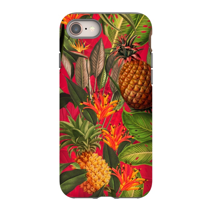 iPhone 8 StrongFit Red Tropical Pineapple Jungle Garden by  Utart