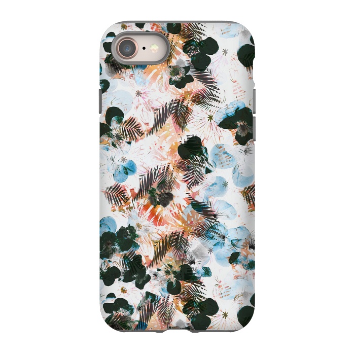 iPhone 8 StrongFit Ink pansy petals and foliage pattern by Oana 