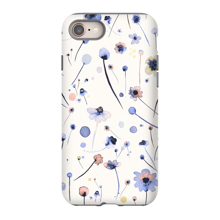 iPhone 8 StrongFit Blue Soft Flowers by Ninola Design