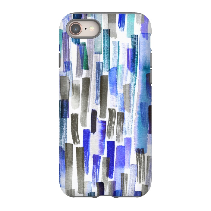 iPhone 8 StrongFit Colorful Brushstrokes Blue by Ninola Design