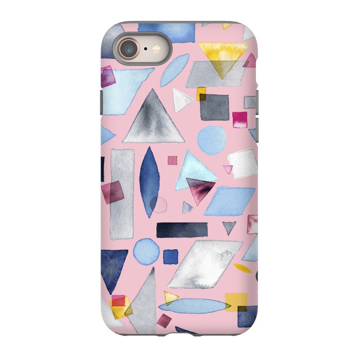 iPhone 8 StrongFit Geometric Pieces Pink by Ninola Design