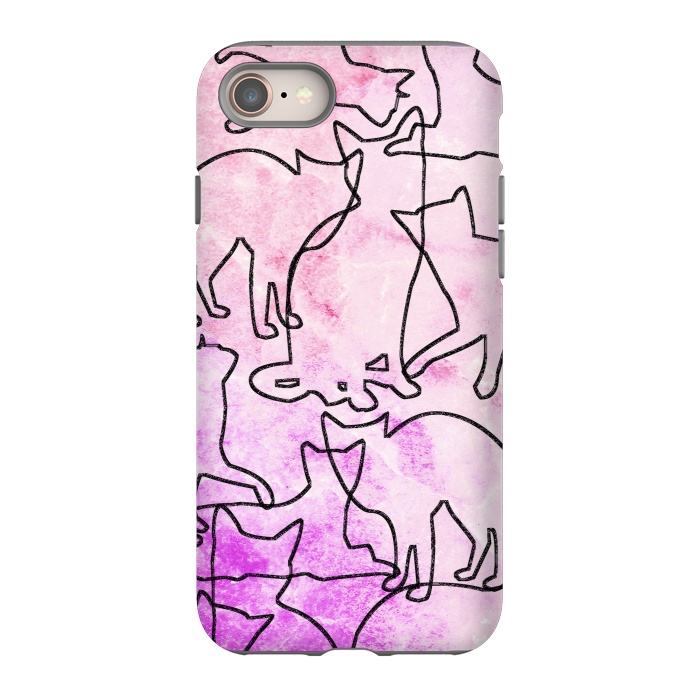 iPhone 8 StrongFit Line art tangled cats by Oana 
