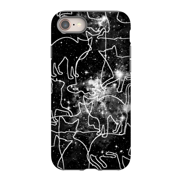 iPhone 8 StrongFit Cats in space astrology minimal pattern by Oana 