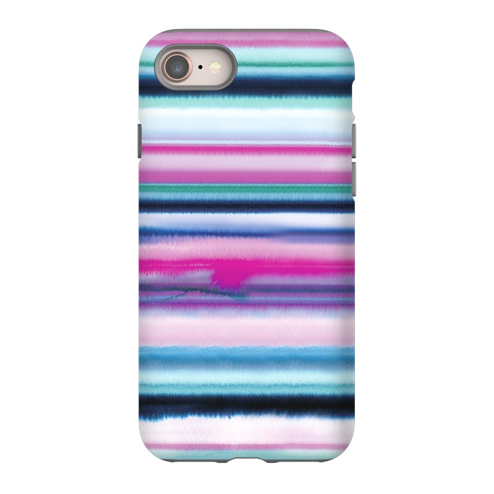 iPhone 8 StrongFit Ombre Stripes Watercolor Pink by Ninola Design