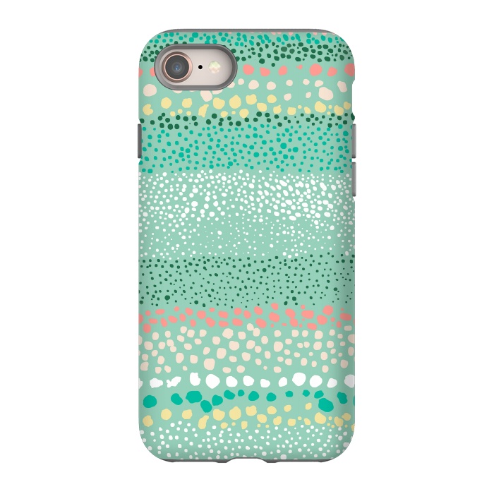 iPhone 8 StrongFit Little Textured Dots Green by Ninola Design