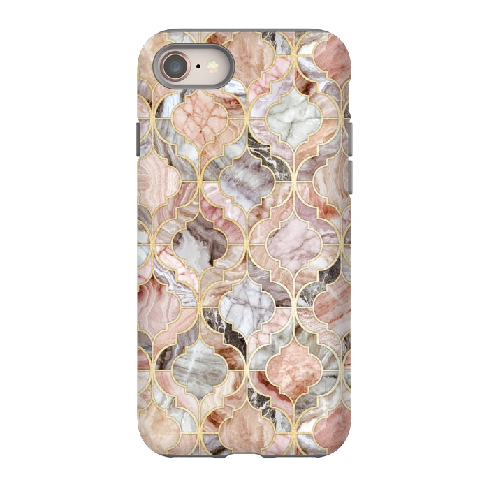 iPhone 8 StrongFit Rosy Marble Moroccan Tiles by Micklyn Le Feuvre