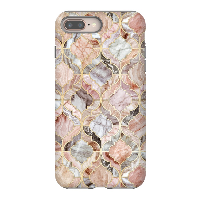 iPhone 8 plus StrongFit Rosy Marble Moroccan Tiles by Micklyn Le Feuvre