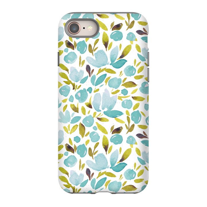iPhone 8 StrongFit Watercolor Blue Flowers by Allgirls Studio