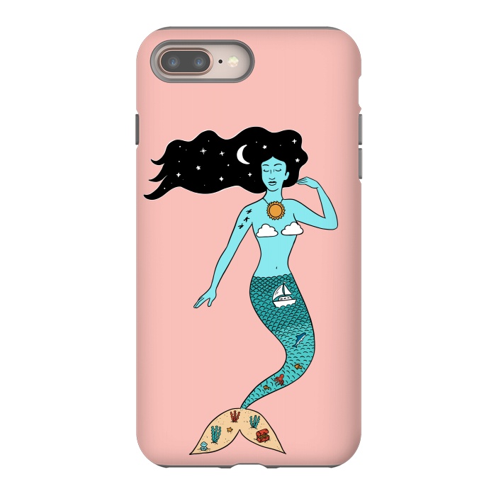 iPhone 8 plus StrongFit Mermaid Nature Pink by Coffee Man