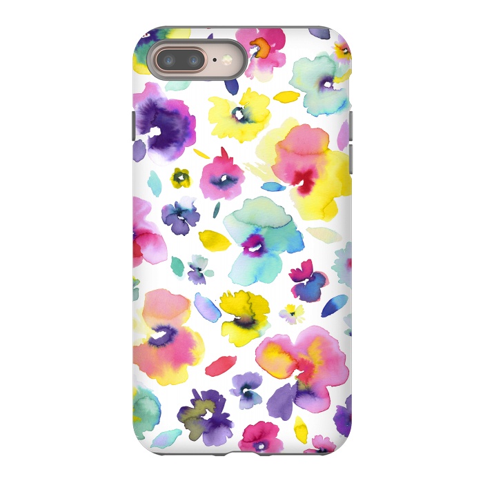 iPhone 8 plus StrongFit Watercolor Tropical Flowers by Ninola Design