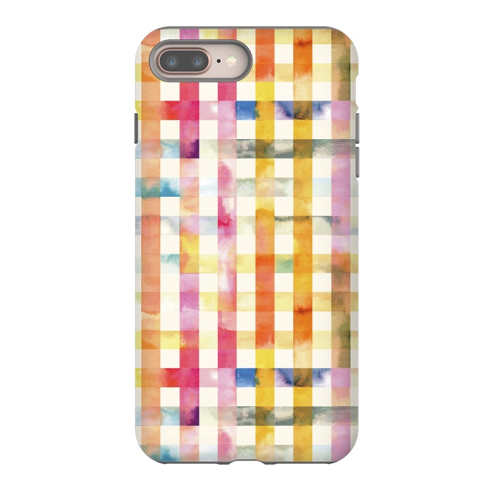 iPhone 8 plus StrongFit Vichy Gingham Watercolor Yellow by Ninola Design