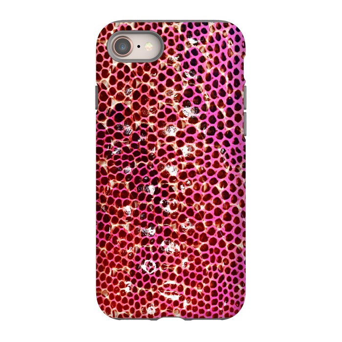 iPhone 8 StrongFit Gradient pink red snake skin pattern by Oana 