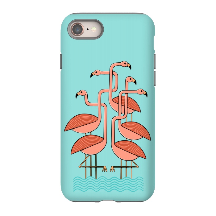 iPhone 8 StrongFit Flamingos by Coffee Man