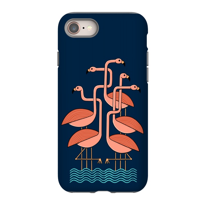 iPhone 8 StrongFit Flamingos blue by Coffee Man