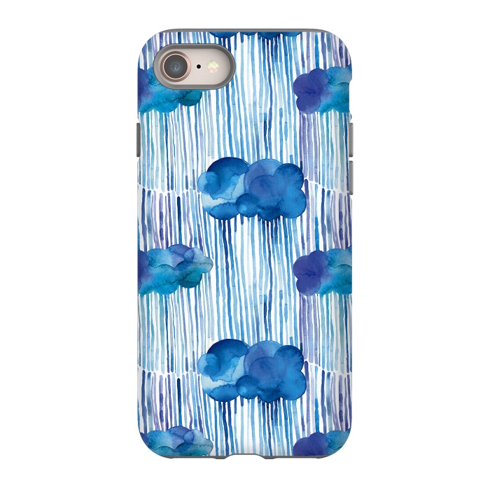 iPhone 8 StrongFit Raining Blue Clouds by Ninola Design
