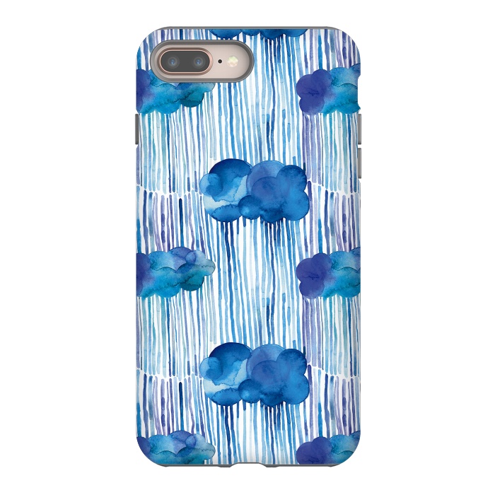 iPhone 8 plus StrongFit Raining Blue Clouds by Ninola Design