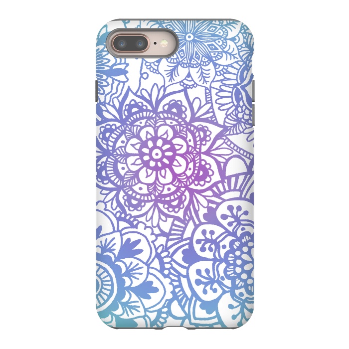 iPhone 8 plus StrongFit Pastel Purple and Blue Mandala Pattern by Julie Erin Designs