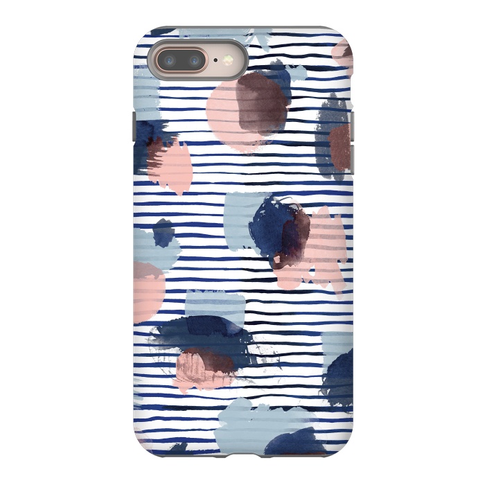 iPhone 8 plus StrongFit Watercolor Brush Marks Stripes by Ninola Design