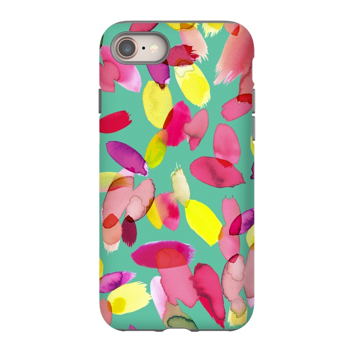 iPhone 8 StrongFit Watercolor Petals Green by Ninola Design