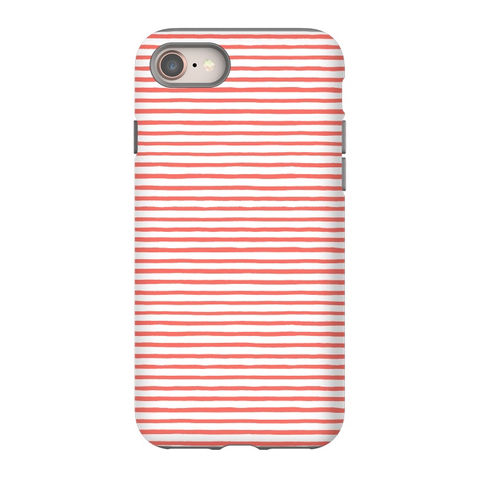 iPhone 8 StrongFit Marker Stripes Coral by Ninola Design