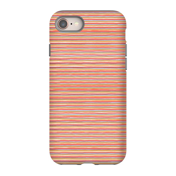 iPhone 8 StrongFit Multi Marker Stripes Summer Coral by Ninola Design