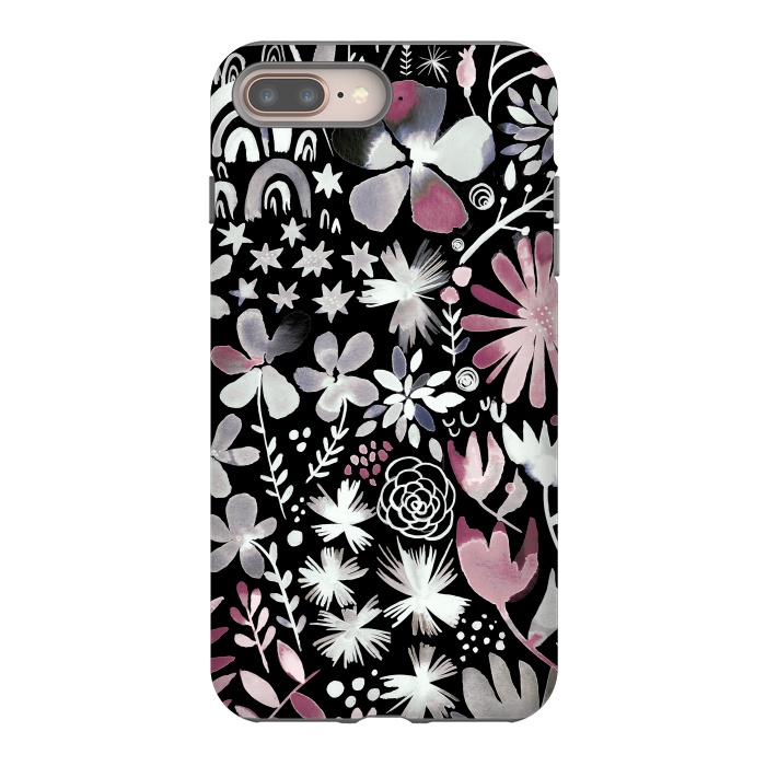 iPhone 8 plus StrongFit Winter Ink Dark Flowers by Ninola Design