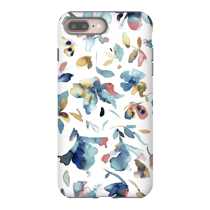 iPhone 8 plus StrongFit Watery Blue Hibiscus by Ninola Design