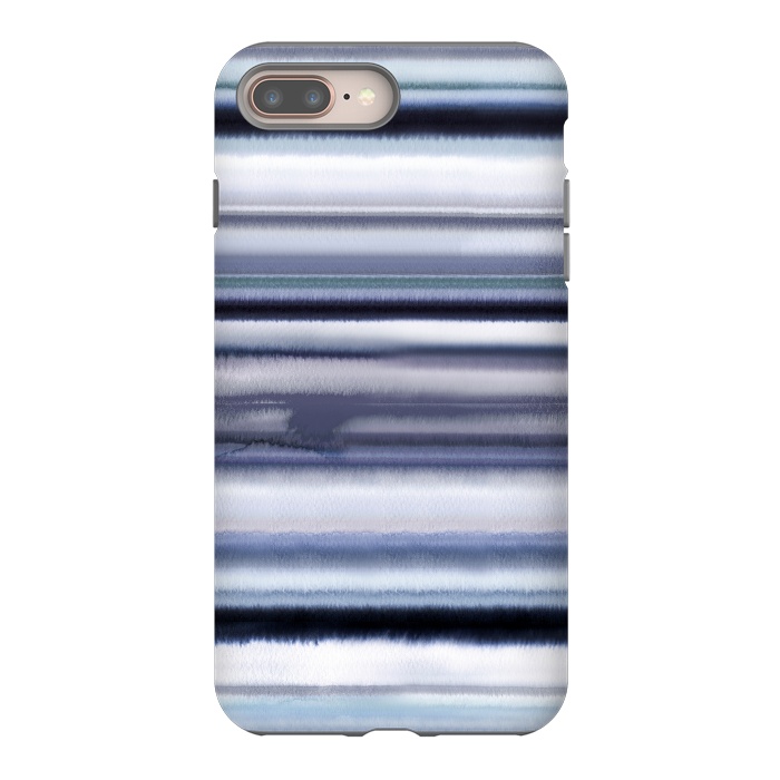 iPhone 8 plus StrongFit Ombre Stripes Watercolor Blue by Ninola Design