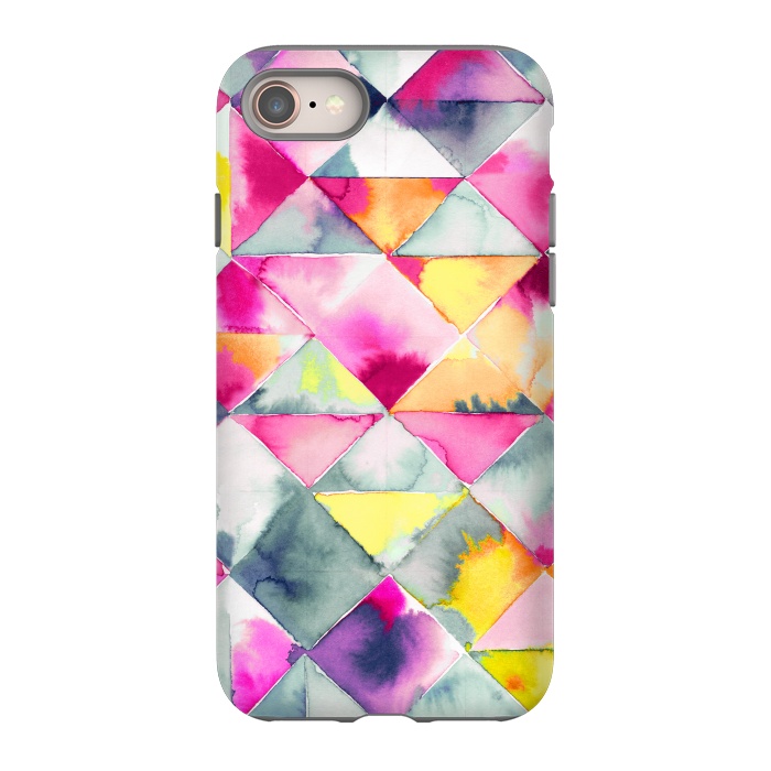 iPhone 8 StrongFit Watercolor Squares Triangles Fresh by Ninola Design