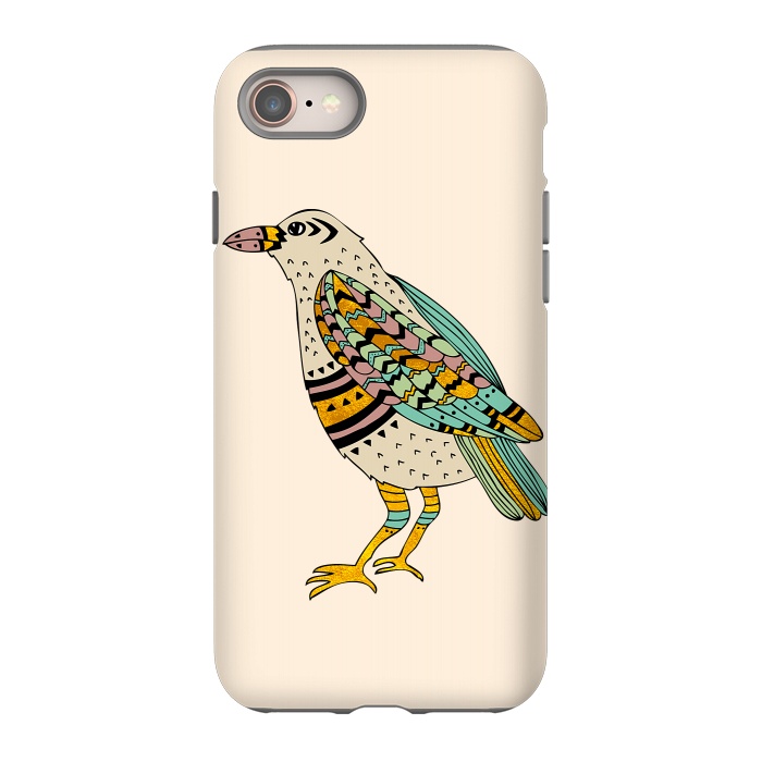 iPhone 8 StrongFit Playful Crow Tan by Pom Graphic Design