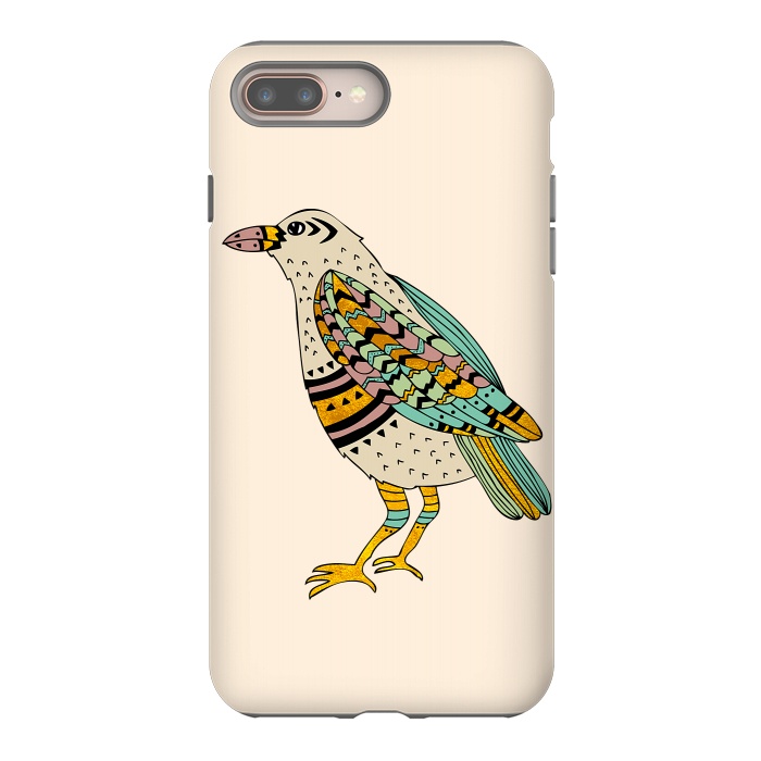 iPhone 8 plus StrongFit Playful Crow Tan by Pom Graphic Design