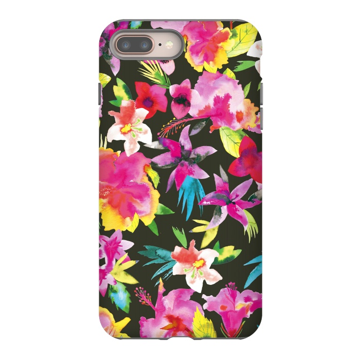 iPhone 8 plus StrongFit Caribbean Flowers and Palms by Ninola Design