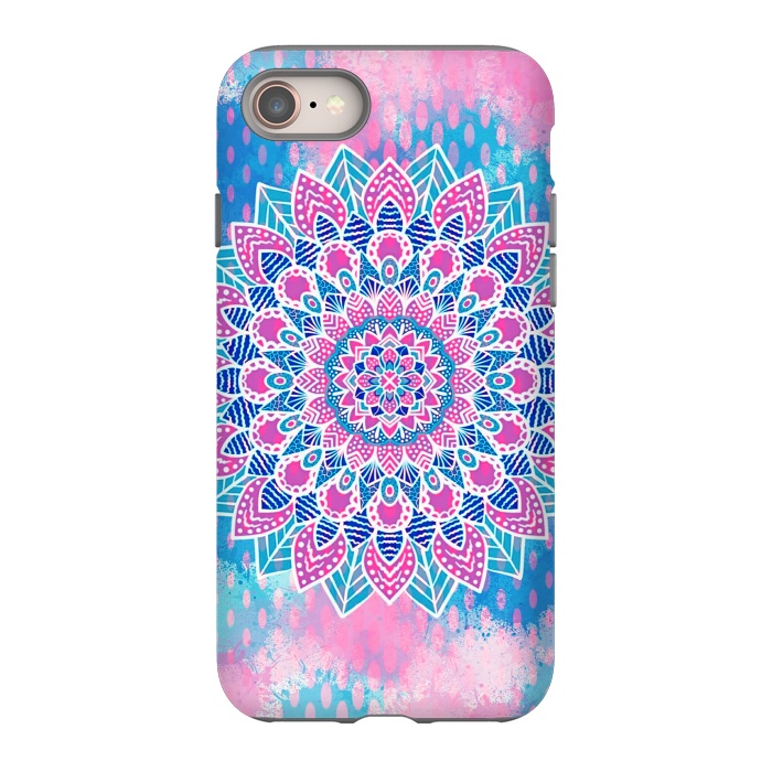 iPhone 8 StrongFit Pink blue Mandala flower  by Jms