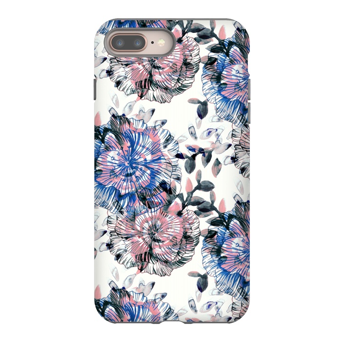 iPhone 8 plus StrongFit Watercolor painted flowers and foliage by Oana 