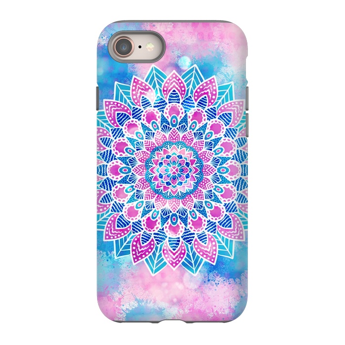 iPhone 8 StrongFit Pink blue flower mandala by Jms