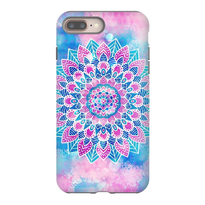 iPhone 8 plus StrongFit Pink blue flower mandala by Jms