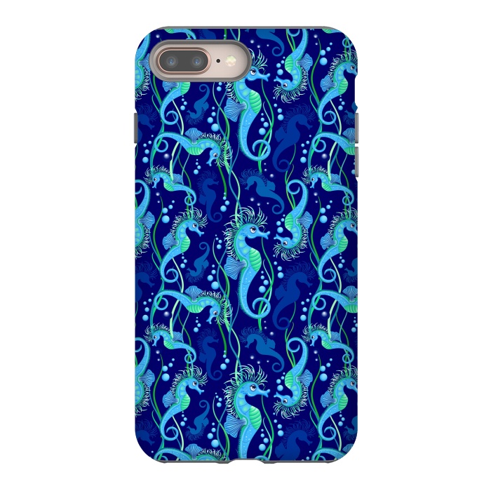 iPhone 8 plus StrongFit Seahorse cute blue sea animal Pattern by BluedarkArt